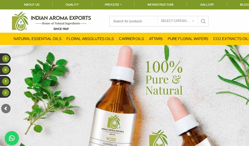 Website design project: indian aroma exports